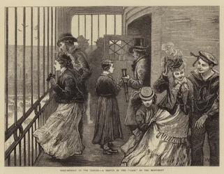 Pinkstermaandag in de wolken, een schets in de kooi van het monument